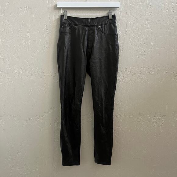 Spanx $148 Black Leather-Like Ankle Skinny Pant Leggings - Picture 11 of 14